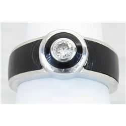 0.61 ctw Diamond and Black Coral Designer Ring - Platinum