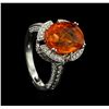 Image 4 : 9.40 ctw Mandarin Spessartite and Diamond Ring - 18KT White Gold