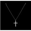 Image 1 : 1.02 ctw Diamond Cross Pendant With Chain - 14KT White Gold