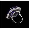 Image 3 : 14KT White Gold GIA Certified 26.74 ctw Tanzanite and Diamond Ring