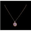 Image 2 : 14KT Rose Gold 3.41 ctw Tanzanite, Ruby and Diamond Pendant With Chain