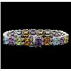 Image 2 : 24.00 ctw Multi Gemstone and Diamond Bracelet - 14KT White Gold