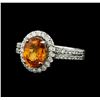 Image 1 : 2.78 ctw Mandarin Spessartite and Diamond Ring - 14KT White Gold