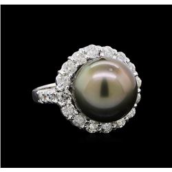 Pearl and Diamond Ring - 14KT White Gold