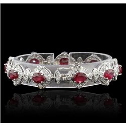 20.25 ctw Ruby and Diamond Bracelet - 14KT White Gold