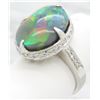 Image 6 : 7.18 ctw Australian Black Opal and Diamond Ring - 18KT White Gold