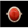 Image 2 : 14KT Rose Gold 10.94 ctw Coral and Diamond Ring