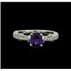 Image 2 : 1.14 ctw Purple Sapphire and Diamond Ring - 14KT White Gold