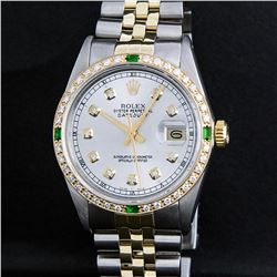 Rolex Two Tone Diamond and Emerald DateJust Men's Watch