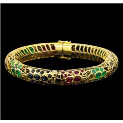 14KT Yellow Gold 12.60 ctw Multi Gemstone Bangle Bracelet