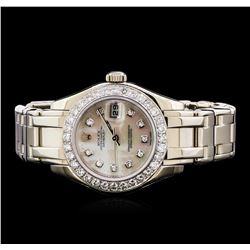 Rolex Pearl Master 18KT White Gold 1.44 ctw Diamond DateJust Ladies Watch