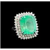 Image 1 : GIA Cert 19.97 ctw Emerald and Diamond Ring - 14KT White Gold