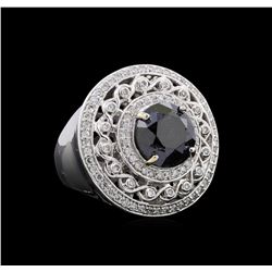 6.81 ctw Black Diamond Ring - 14KT White Gold