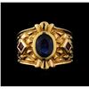 Image 2 : 1.26 ctw Sapphire and Ruby Ring - 14KT Yellow Gold