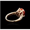 Image 3 : 14KT Rose Gold 4.70 ctw Coral and Diamond Ring