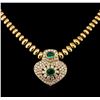 Image 2 : 1.52 ctw Emerald and Diamond Necklace - 14KT Yellow Gold