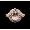 Image 2 : 14KT Rose Gold 2.52 ctw Morganite and Diamond Ring