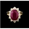 Image 2 : GIA Cert 6.10 ctw Ruby and Diamond Ring - 14KT Yellow Gold