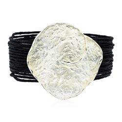 Semi Round Medallion Bracelet - Rhodium Plated