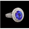 Image 1 : 4.08 ctw Tanzanite and Diamond Ring - 14KT White Gold