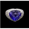 Image 2 : 13.10 ctw Sapphire and Diamond Ring - 18KT White Gold