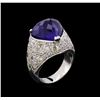 Image 4 : 13.10 ctw Sapphire and Diamond Ring - 18KT White Gold