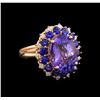 Image 1 : 14KT Rose Gold 5.94 ctw Tanzanite, Sapphire and Diamond Ring