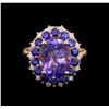 Image 2 : 14KT Rose Gold 5.94 ctw Tanzanite, Sapphire and Diamond Ring