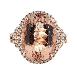 13.54 Morganite and Diamond Ring - 14KT Rose Gold