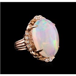 26.06 ctw Opal and Diamond Ring - 14KT Rose Gold