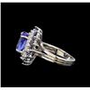 Image 3 : 14KT White Gold 3.37 ctw Tanzanite, Sapphire and Diamond Ring