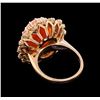 Image 3 : 9.60 ctw Pink Coral and Diamond Ring - 14KT Rose Gold