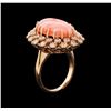 Image 4 : 9.60 ctw Pink Coral and Diamond Ring - 14KT Rose Gold