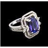 Image 1 : 4.28 ctw Tanzanite and Diamond Ring - 18KT White Gold