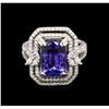 Image 2 : 4.28 ctw Tanzanite and Diamond Ring - 18KT White Gold