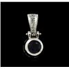 Image 1 : 1.07 ctw Blue Sapphire and Diamond Pendant - 14KT White Gold