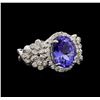 Image 1 : 14KT White Gold 4.31 ctw Tanzanite and Diamond Ring