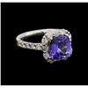 Image 1 : 3.54 ctw Tanzanite and Diamond Ring - 14KT White Gold