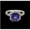 Image 2 : 3.54 ctw Tanzanite and Diamond Ring - 14KT White Gold