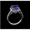 Image 4 : 3.54 ctw Tanzanite and Diamond Ring - 14KT White Gold