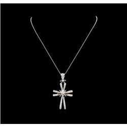 1.32 ctw Diamond Cross Pendant With Chain - 14KT White Gold