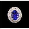 Image 2 : 14KT White Gold 5.02 ctw Tanzanite and Diamond Ring