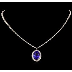 14KT White Gold 15.40 ctw GIA Certified Tanzanite and Diamond Necklace