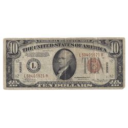 1934 $10 Hawaii Federal Reserve Note Currency