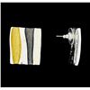 Image 2 : Rectangle Earrings - Rhodium Plated