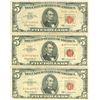 Image 1 : 1963 $5 VG/XF Red Seal Note Lot of 3