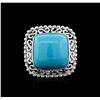 Image 2 : 14KT White Gold 7.27 ctw Turquoise Ring