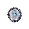 Image 2 : 9.13 ctw Aquamarine, Sapphire and Diamond Ring - 18KT White Gold