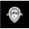 Image 2 : 4.65 ctw Aquamarine and Diamond Ring - 14KT White Gold