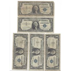 1957 $1 Silver Certificate Currency Lot of 5